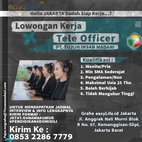 Lowongan Kerja Staff Tele Officer Di PT Tujuh Insan Madani EasyLife