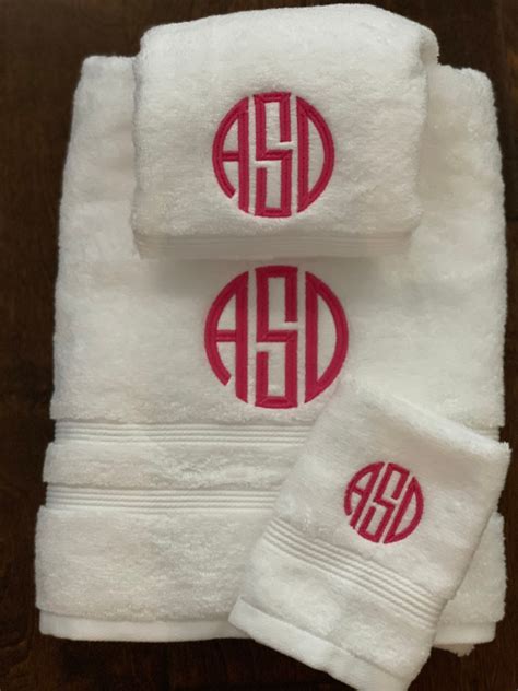 Monogrammed Bath Towel Set, Monogrammed 3 Piece Towel Set, Personalized ...