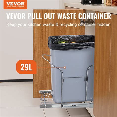 Vevor Pull Out Trash Can L Single Bin Under Mount Kitchen Waste