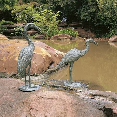 Rottenecker Bronzeskulptur Graureiher Paar Auf Sockel Als