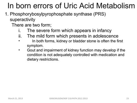 Disorders of purine metabolism | PPT