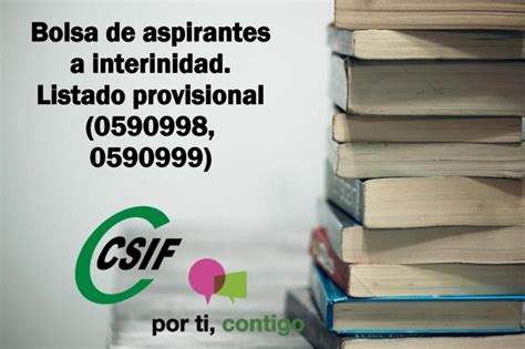 CSIF Bolsa De Aspirantes A Interinidad Listado Provisional 0590998