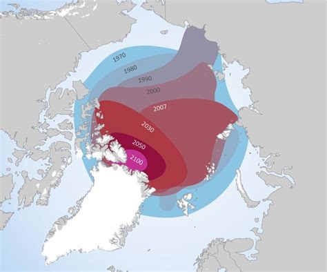 Arctic Sea Ice Minimum Extent Observations 1970 2007 And Forecasts