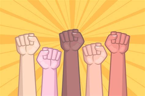 Free Vector Multiracial Raised Fists Concept