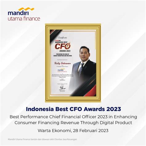 Mandiri Utama Finance Raih Penghargaan Indonesia Best Cfo Awards 2023 Mandiri Utama Finance