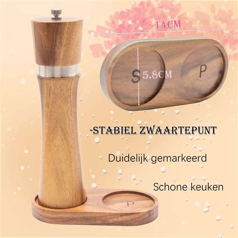 Pepermolen Hout Cm Acacia Peper En Zout Molen Zout En Peper Molen