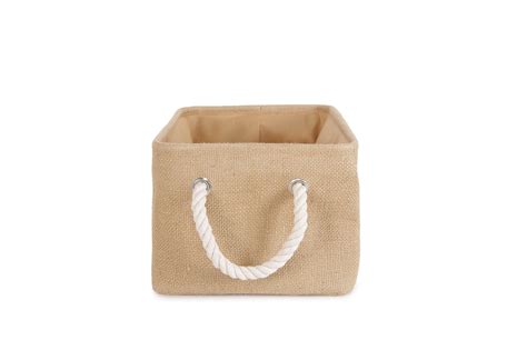 Fabric Jute Basket With Rope Handles Futon Company