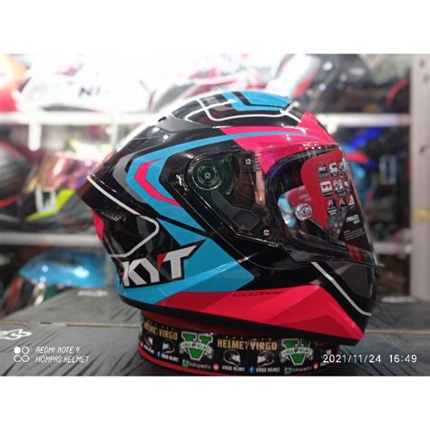 Jual Helm Kyt Tt Course Overtech Black Pink Fuxia Shopee Indonesia