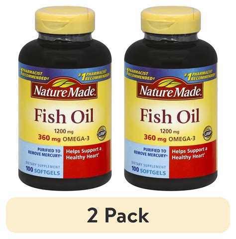 2 Pack Nature Made Fish Oil 1200 Mg Softgels 100 Count