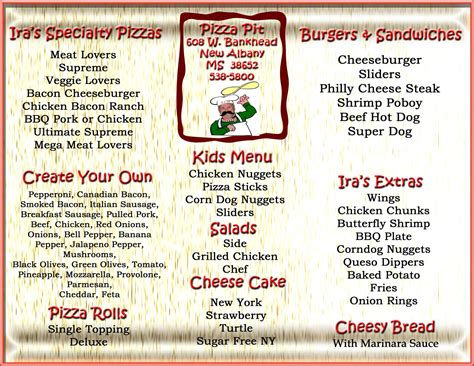 Pizza Pit Menu, Menu for Pizza Pit, New Albany, New Albany - Urbanspoon ...