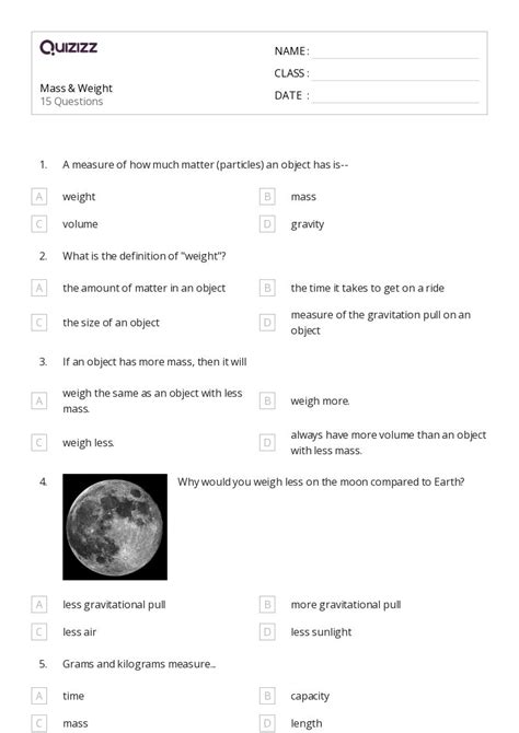 50 Comparing Weight Worksheets For 8th Year On Quizizz Free And Printable