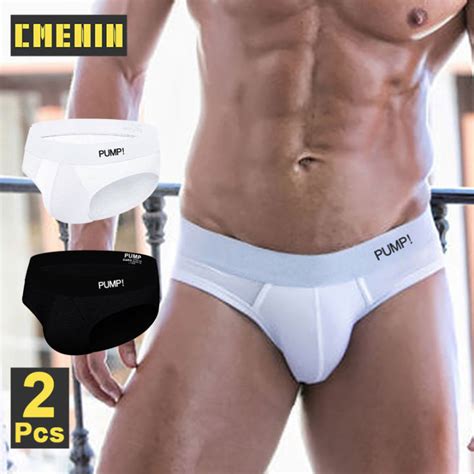 CMENIN PUMP 2Pcs Cotton Breathable Sexy Men S Panties Briefs Men