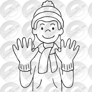 Winter Gloves Outline for Classroom / Therapy Use - Great Winter Gloves Clipart