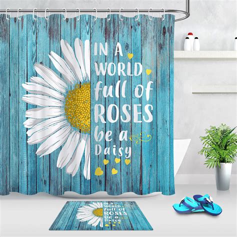 Daisy Dreams Rustic Wood Planks Shower Curtain Set Elevate Your