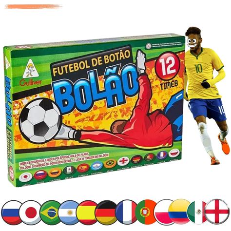 Jogo Futebol De Botão Completo Seleções 12 Times Original Gulliver