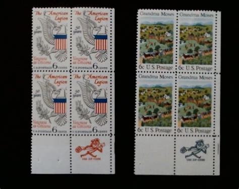 US Stamps Scott 1369 1370 1969 ZIP BLOCKS Of 4 MNH OG EBay