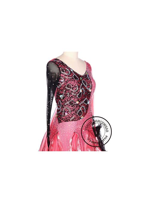 Black Lace Pink Waltz Standard Tango Smooth Ballroom Competition Dance