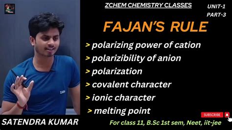 Fajans Rule In Chemistry Bsc 1st Year Fajans Rule Chemistry Class 11