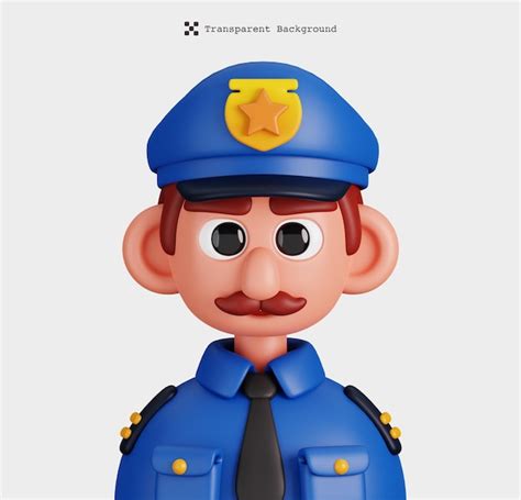 Render 3d de personajes de policía aislados iconos de avatar de