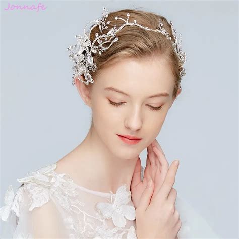 Jonnafe Exquisite Bridal Tiara Headband Silver Leaf Wedding Hair Vine