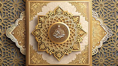 Golden Islamic Calligraphy Art Background, Islamic Calligraphy, Golden, Geometric Patterns ...