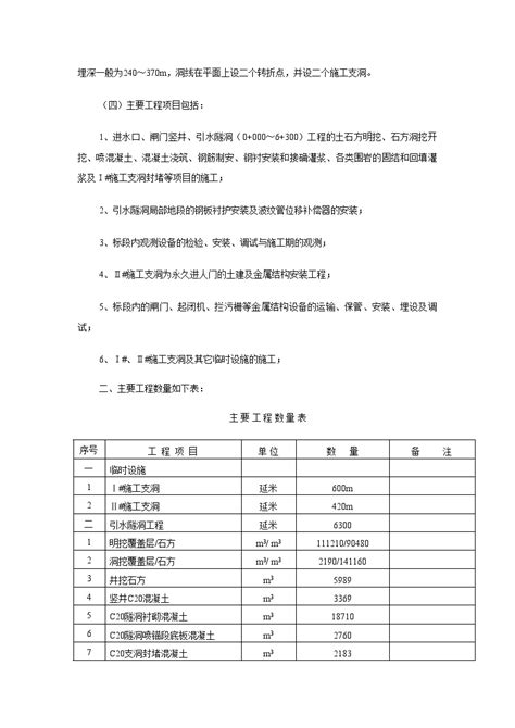 引水隧洞隧道施工组织设计 doc 土木在线