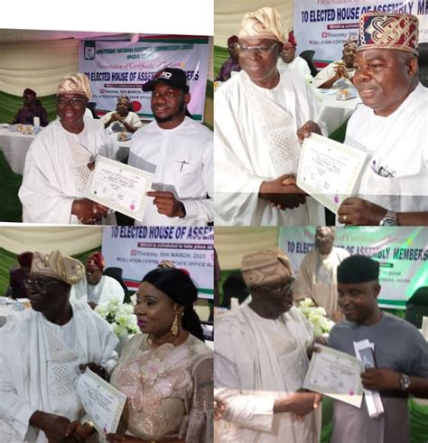 Ondo Apc Pdp Chairmen At Inec As State Lawmakers Elect Receive