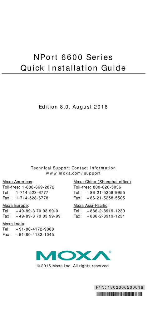 Moxa Technologies Nport Series Quick Installation Manual Pdf