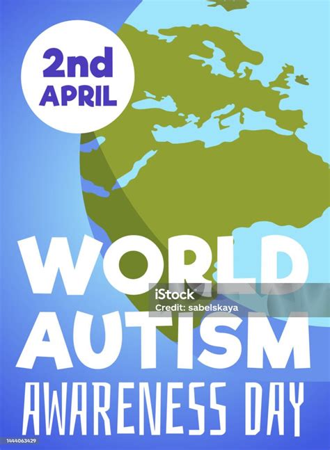 World Autism Awareness Day Card Or Poster Mockup Flat Vector