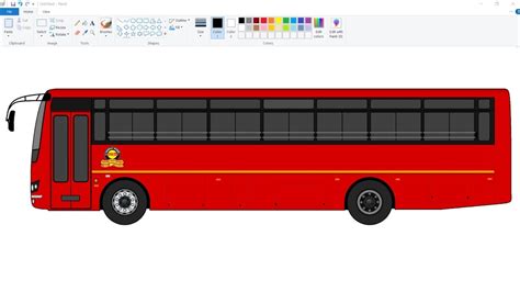 How To Draw New Msrtc Bus In Ms Paint New Lalpari Bs Bus Drawing