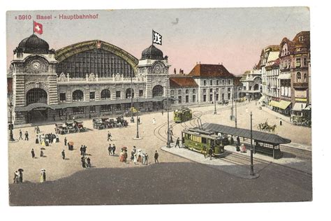 Basel Stadt Hauptbahnhof Tram Kutschen Oldtimer 1920 Kaufen