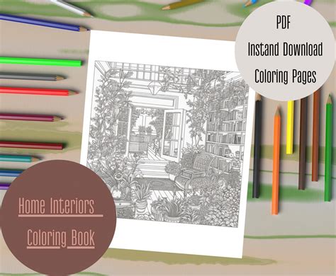 Home Interior Coloring Pages House Coloring Book Library - Etsy