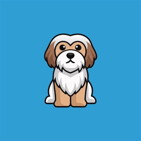 A Simple Vector Cartoon Lhasa Apso Dog Sits Premium Ai Generated Vector