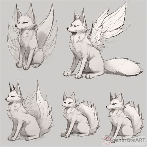 Enchanting Kitsune With Wings Concept Art Generateart