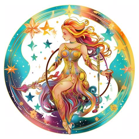 Signo Del Zodiaco De La Chica Del Zodiaco Con Un Arco Y Una Estrella