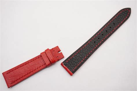 Mm Mm Red Genuine Ostrich Belly Skin Leather Watch Strap With Quick