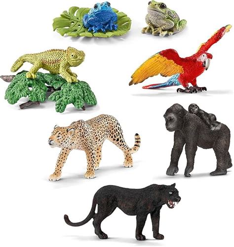 Schleich Animals Of The Jungle Panther Ara Jaguar Gorilla Frog