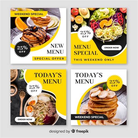 Premium Vector Culinary Instagram Post Collection With Photo