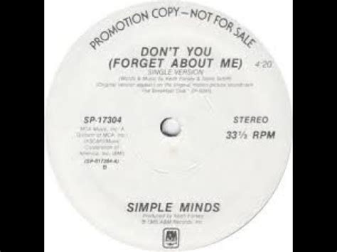 Simple Minds Dont You Forget About Me Lyrics YouTube