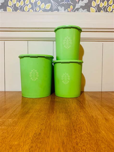 Tupperware Nesting Canisters Lime Green Daffodil Servalier Etsy