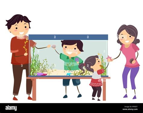 Ilustraci N De Una Familia Stickman Decorar Un Acuario Fotograf A De