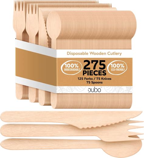 Amazon Biodegradable Disposable Wooden Cutlery Utensils Pack Of