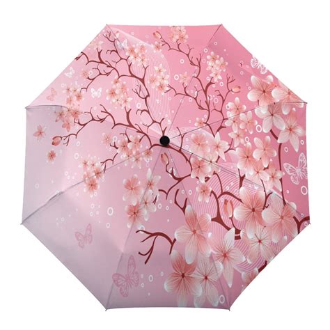 Pink Flower Sakura Cherry Blossoms Creative Umbrella Rain Women