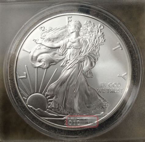 Ms Anacs First Day Of Issue Silver Eagle One Oz Fine Silver Dollar