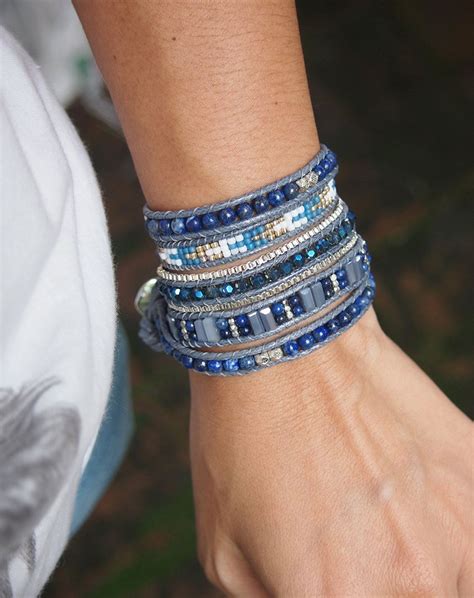 So Rock Lapis Beaded Mix Wrap Bracelet Boho Bracelet Bohemian