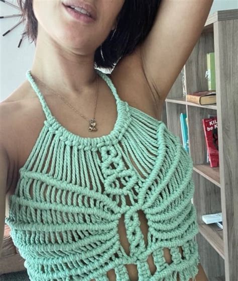 Macrame Crop Top Mint Green Or Cream White Boho Etsy