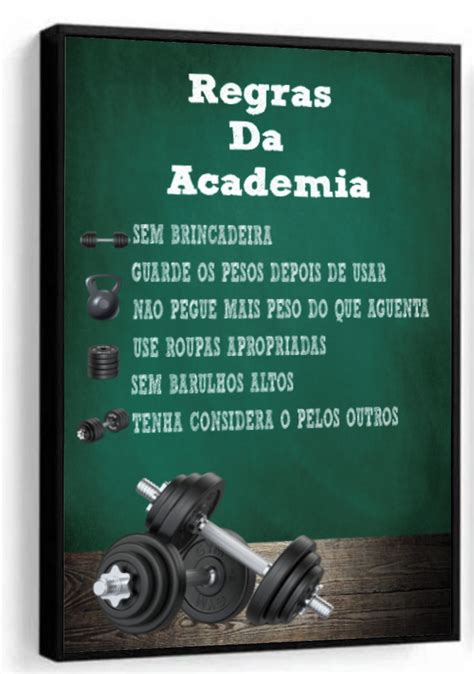 Quadro Decorativo Regras Da Academia Frases Moldura Elo