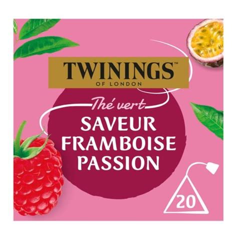 Thé vert Framboise Passion TWININGS la boite de 20 sachets à Prix