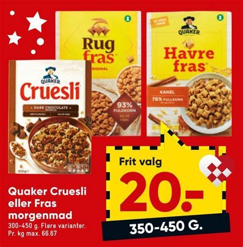 Quaker Cruesli Eller Fras Morgenmad Tilbud Hos Bilka