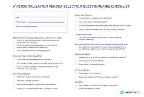 New Vendor Checklist Template